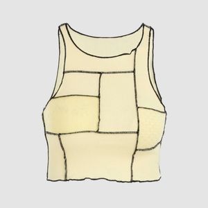 CIDER Yellow Check Rib Crop Tank, Size S